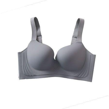 Bras for Women No Underwire Comfort Wireless Seamless Bra Ndbuld Women s Thin Series Sexy Underwire Assisted Breast Adjustment Bra Christmas Deals Gray 2XL