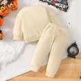 thumbnail image 7 of TOWED22 Infant Baby Boy Halloween Outfit Long Funny Letter Embroidery Sweatshirt Pant Set Toddler Fall Clothes Outfits,Beige,3-4 Y, 7 of 7