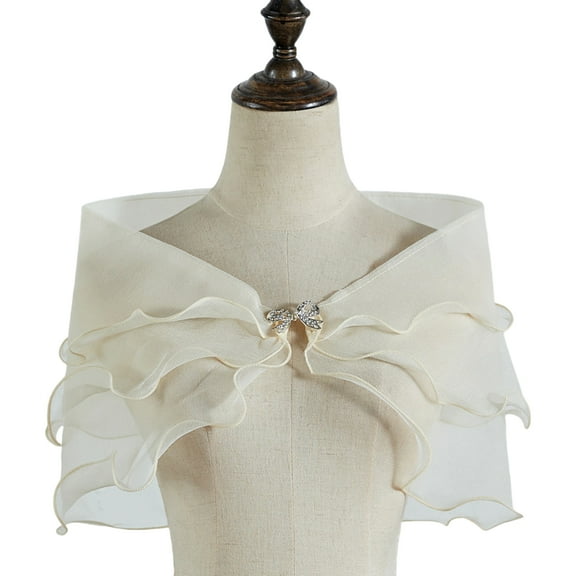 RUISINERY Elegant Bridal Sheer Shawl 3-Layer Shoulder Wrap Lightweight Bridal Shrug Tops for Wedding Dress Arm Coverage Up