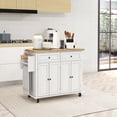 thumbnail image 3 of HOMCOM Rolling Kitchen Island Cart with Rubber Wood Top, Spices, and Towel Rack, 3 of 9