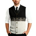 thumbnail image 2 of Men's Sweater Vest Dress Knit V Neck Button Sleeveless Casual Cardigan Sweaters Black S, 2 of 7