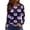 Purple Pink, variant on Women Halloween Glowing Pumpkin Print Long Sleeve T-Shirt, Spooky Side Split Crewneck Casual Autumn Fall Top for Daily Wear, Work, and Holiday Parties, Purple Pink XL
