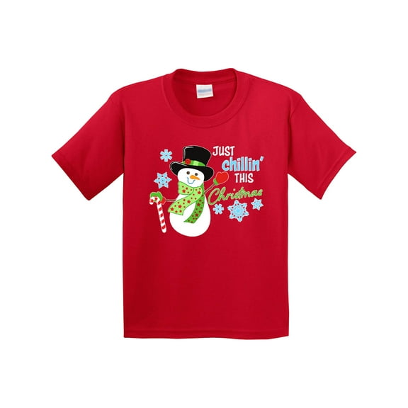 Inktastic Just Chillin' This Christmas Fun Snowman in Top Hat Youth T-Shirt