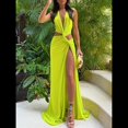 thumbnail image 4 of Vestido de Mujer , Ajustado, Irregular, con Aberturas Laterales, Escote en V Profundo y Aberturas en el Bajo. Verde XXXL, 4 of 8