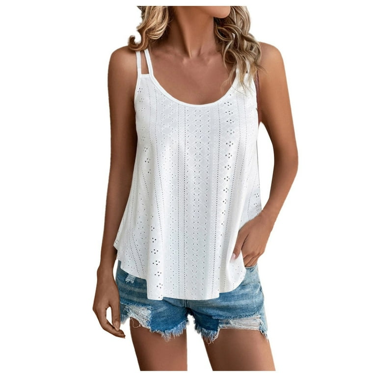 Cyinyin 2024 Don't miss Womens Shirts Sleeveless Tops White