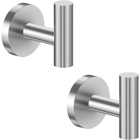 Set of 2 Brushed Nickel Bathroom Wall Hooks - Modern Towel Hooks ...