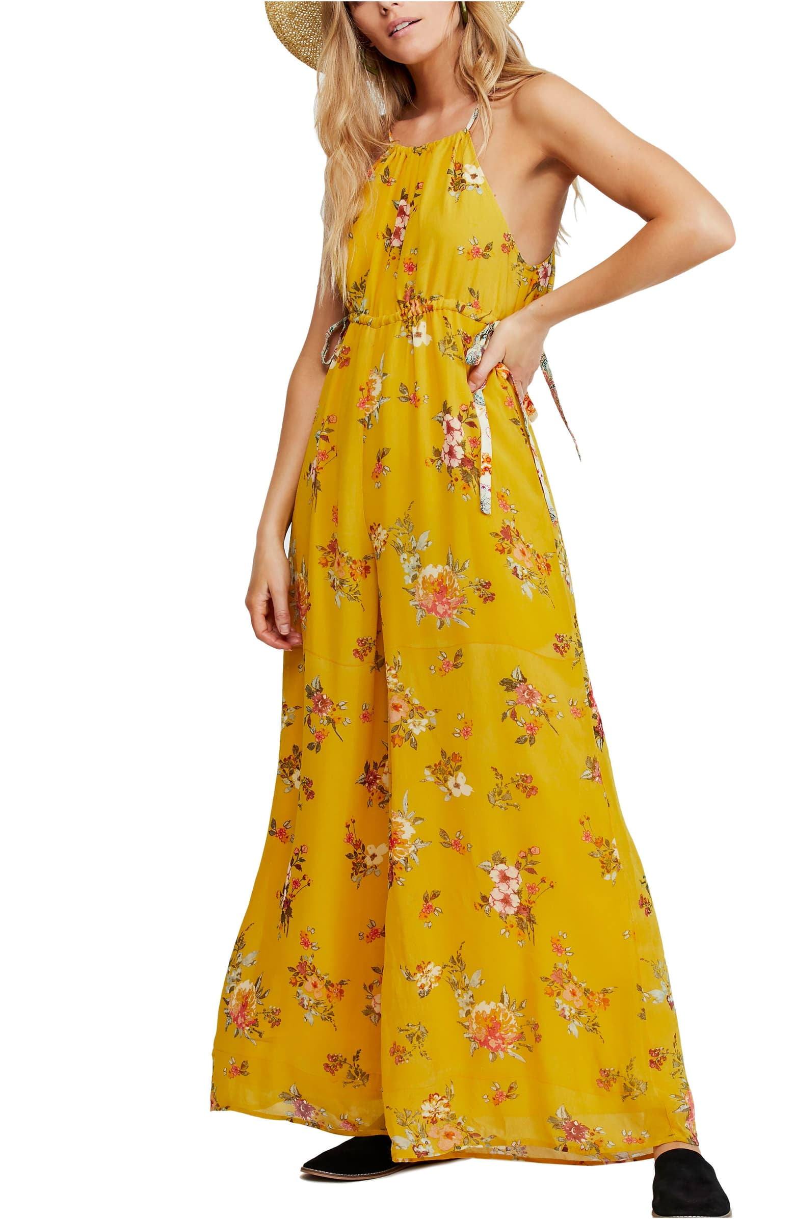 free people yellow jumpsuit