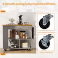 thumbnail image 6 of Kitchen Island on Wheels with Storage, Wheeled Island & Cart with 3-Tier Spice Rack, 3 Open Shelves and 1 Drawer, Gray, 6 of 7