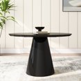 thumbnail image 6 of Black Glossy Minimalist 6 Dining - Solid Wood Pedestal Table Modern Gloss Base Round Seats, 6 of 6