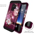 thumbnail image 4 of Galaxy S9 Case w/Unique Flower Pattern Design, Sturdy 3-Piece Heavy Duty Shockproof Protection Hard Armor Cover Rubbery Protective Case for Samsung Galaxy S9 2018 - Royal Purple, 4 of 8