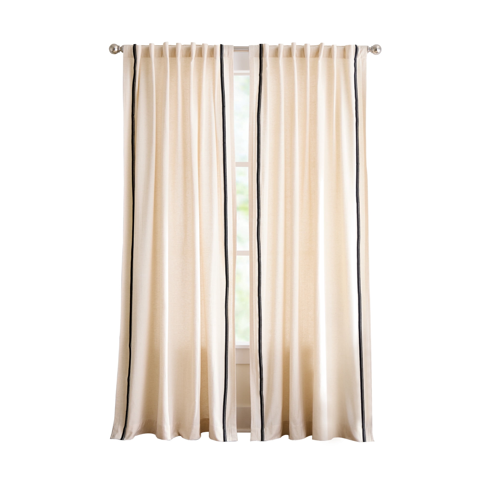 Martha Stewart Annika Curtain Panel Pair, Linen, Back Tab, Light Filtering, Indoor, Adult, 2 Piece Set, 50"x 84"