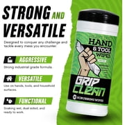 Grip Clean Heavy Duty Cleaning Wipes, Hands, Tool, Surfaces, Waterless, Auto Mechanics & Tool Cleaner Wipes- Citrus Scented Cleansing Wipes - Cleans Grease, Oil, Paint, Inks & more
