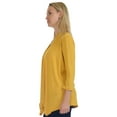 thumbnail image 3 of Simply Ravishing Women's Basic Assymetrical 3/4 Sleeve Open Drape Cardigan, 4X, Mustard, 3 of 5
