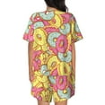 thumbnail image 3 of Kdxio Pink Donut and Blue Print Pajamas Sets for Women Short-Sleeved Pjs with Lounge Shorts Two Piece Sleepwear S-4XL, 3 of 8