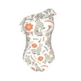 thumbnail image 7 of Fotbe Flower Rabbit Women's One Piece Swimsuits One Shoulder Swimwear Ruched Tummy Control Bathing Suits Cutout Monokini-Small, 7 of 7