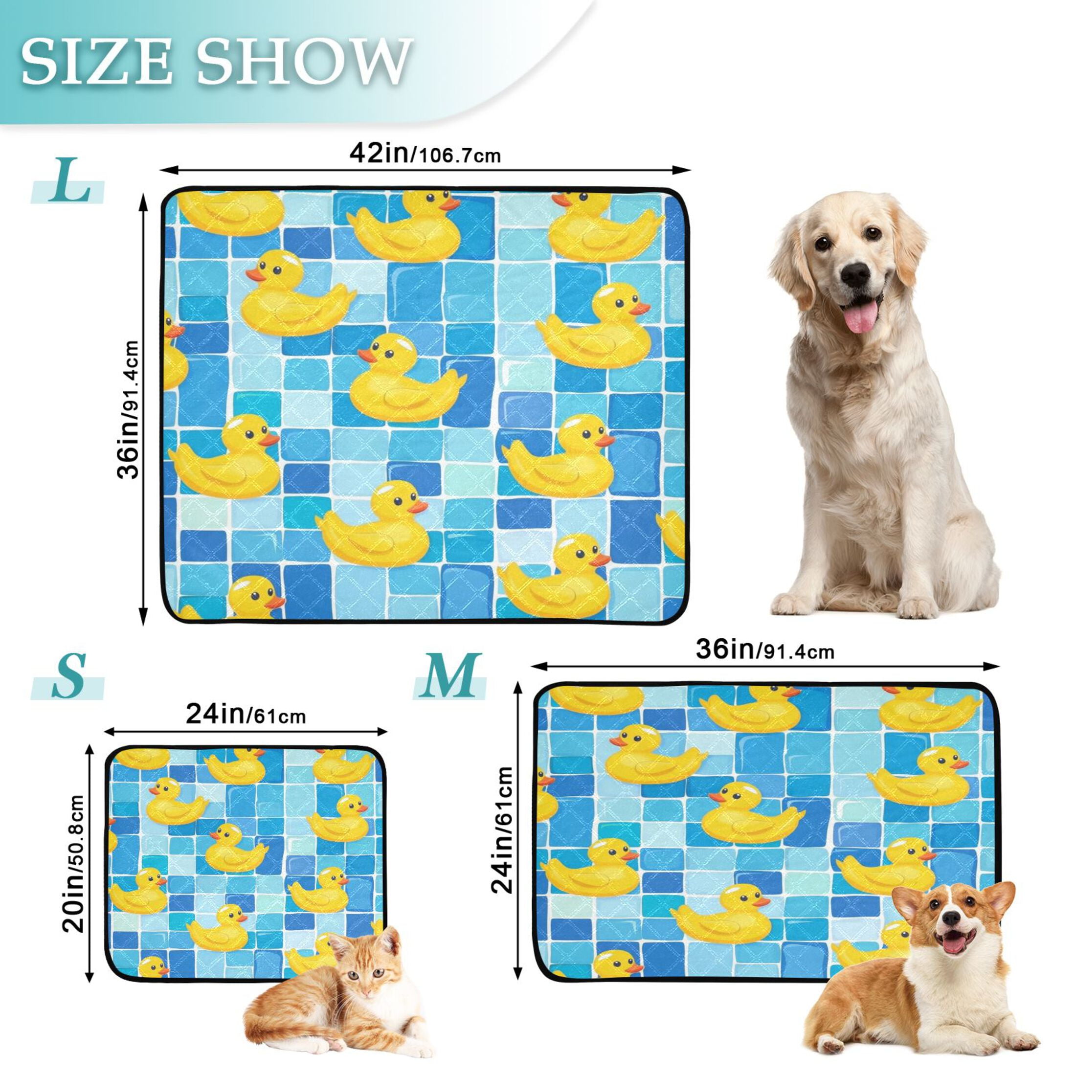 Qxltty Tile Yellow Duck Cat litter Pads Pet Set of 3 Diaper Mats Center Anti-leakage Layer Absorbent Soft and Comfortable