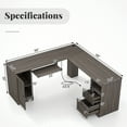 thumbnail image 3 of Costway L-Shaped Corner Computer Desk Writing Table Study Workstation w/ Drawers Coffee, 3 of 10