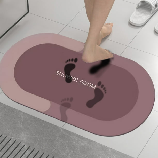Alfombra de baño 16x24 Súper absorbente de secado rápido | Respaldo de goma antideslizante | Tapete lavable para el baño gris azul rosa | Alfombra moderna de ducha para bañera y lavabo | Sin mudas