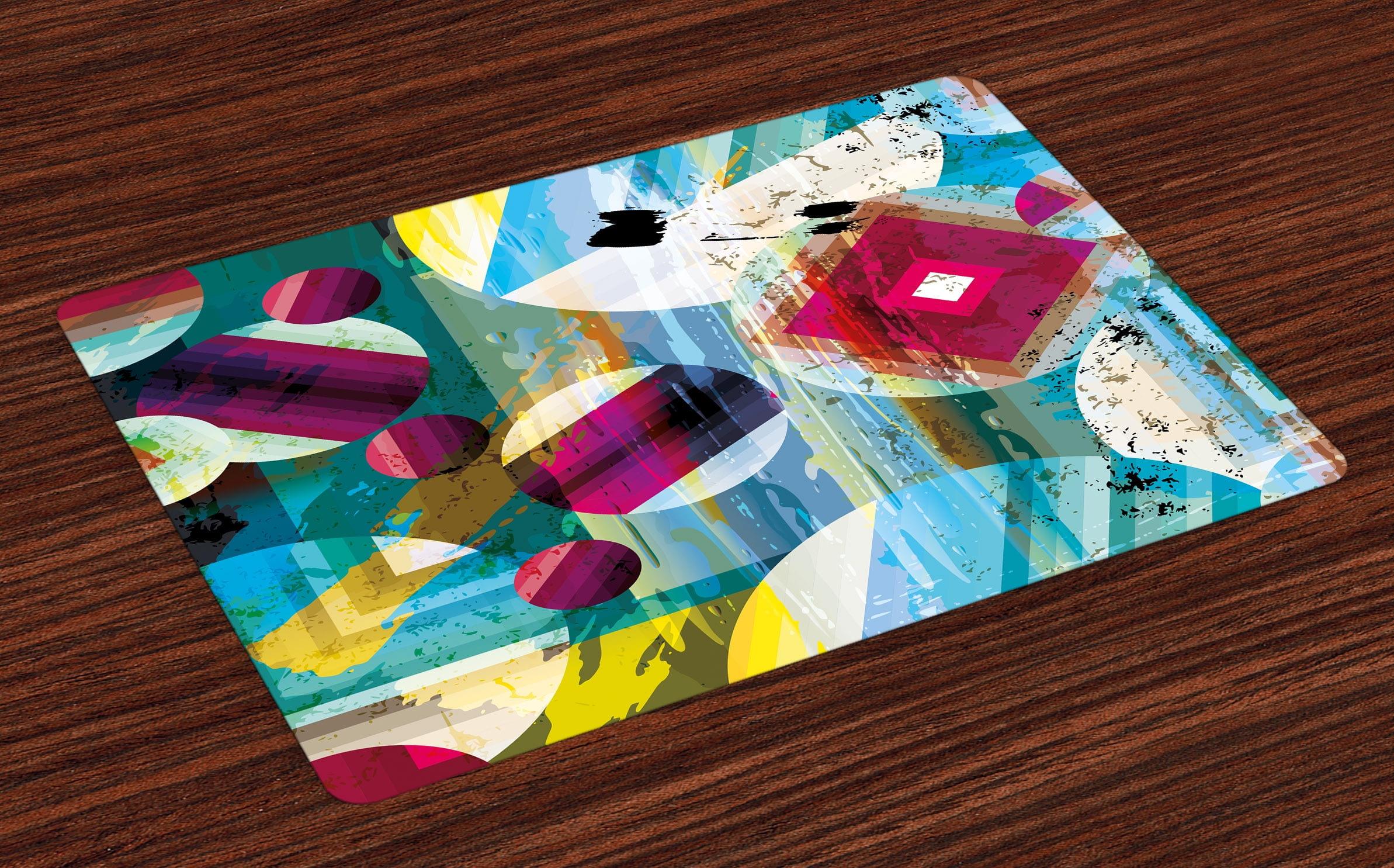 Modern Art Placemats Set of 4 Vintage Geometric Shapes and Circle