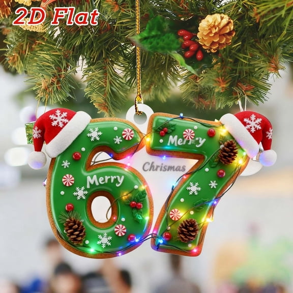 67 Christmas Ornament, Funny 67 Ornament Decor Christmas Tree Hanging Ornaments,Six Seven Ornament, 67 Decorations Meme Grandkid Birthday Gift Xmas Holiday Home Decor