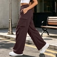 thumbnail image 5 of Womens Cargo Sweatpants Ruched High Waisted Sweat Pants Athletic Solid Color Casual Wide Leg Joggers Loose Fall Pants with Pockets, 5 of 7