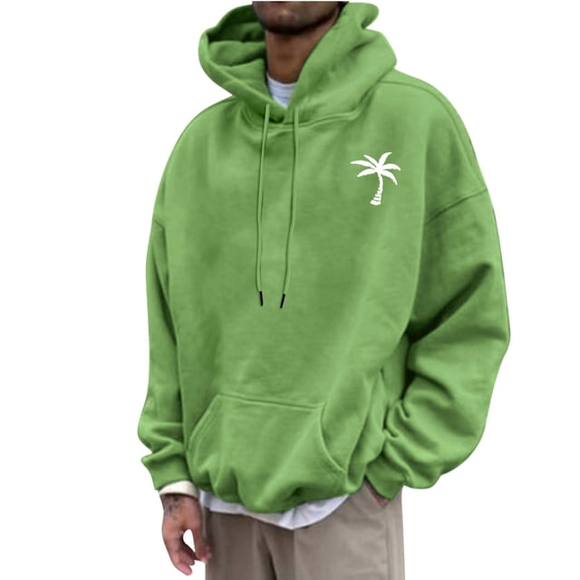 QIPOPIQ Men's Graphic Print Long Sleeve Drawstring Hoodie Pullover Sweatshirt Clearance