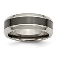 thumbnail image 1 of Titanium Base with Polished Black Ceramic Center Beveled 8mm Band Ring 10.5 Size, 1 of 6