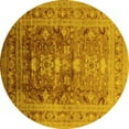 thumbnail image 1 of Ahgly Company Indoor Round Oriental Yellow Traditional Area Rugs, 6' Round, 1 of 4