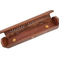 thumbnail image 6 of Cavelio  Rose Wooden Coffin Incense Burner - Jali and Sun-Moon-Stars12 - Brass Inlays & Storage Compartment EL-43, 6 of 9