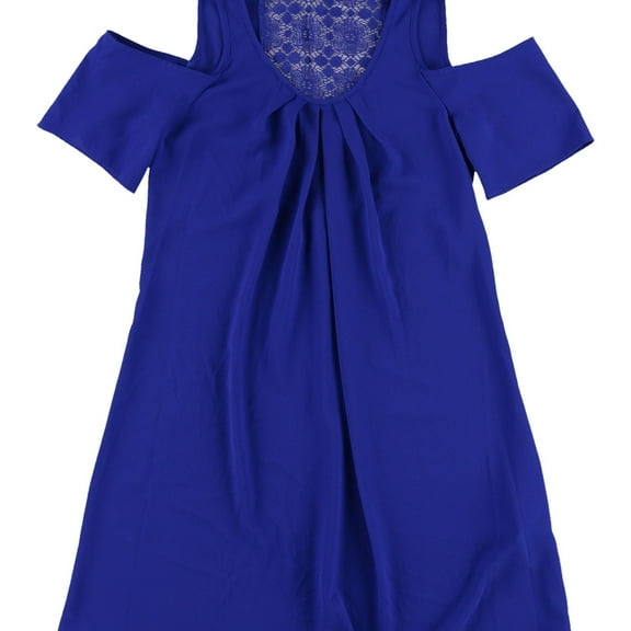 Sequin Hearts Womens Lace-Back Shift Dress, Blue, XX-Small