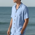 thumbnail image 7 of Mens Linen T Shirts, Short Sleeve Shirts for Men Summer Casual Vintage Solid Color Lapel Button Down Dressy Blouses with Pockets S-3XL, 7 of 7