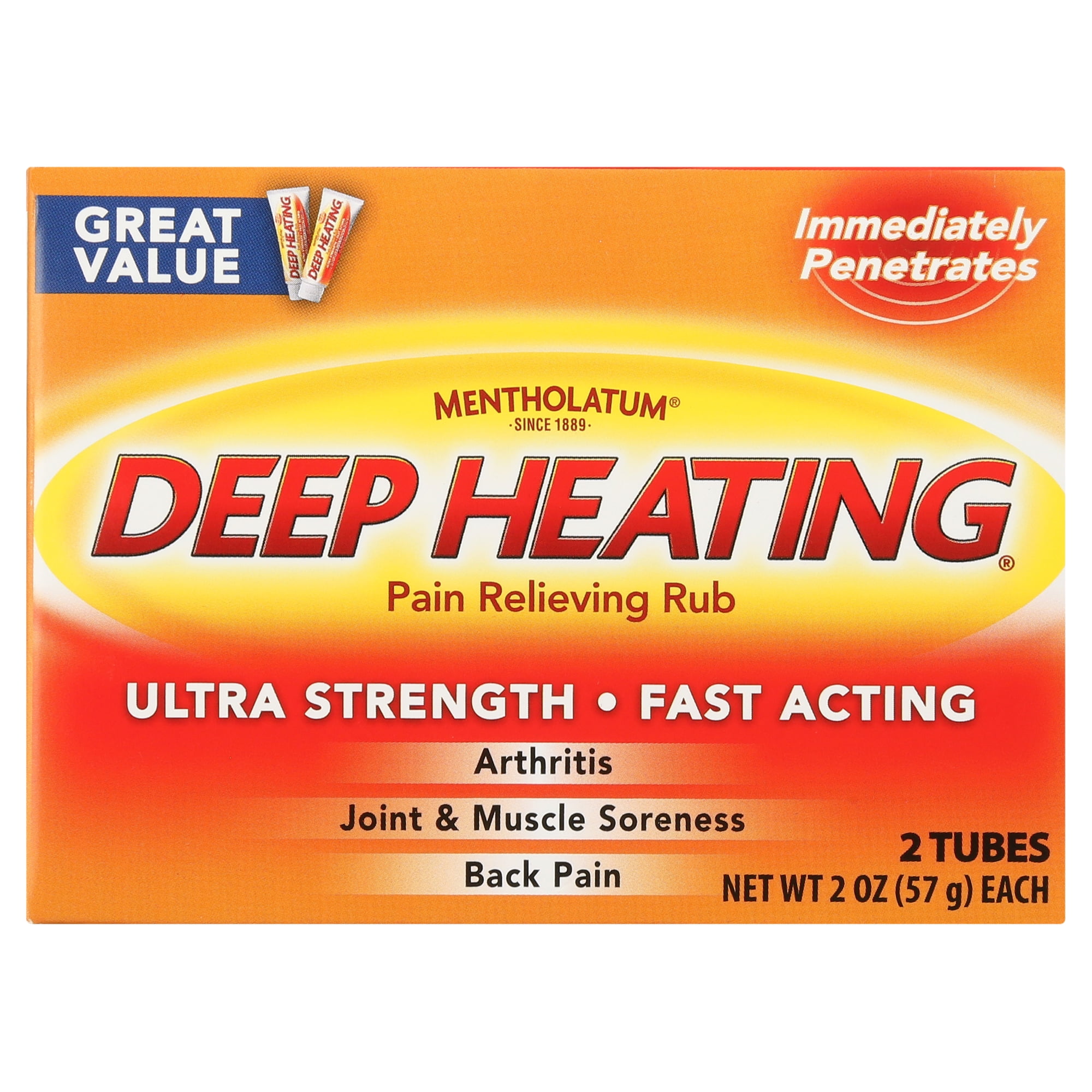 Mentholatum Deep Heating Pain Relieving Rub Cream, 2 oz