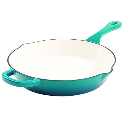 Crock Pot 111988.01 Poêle Ronde en Fonte Émaillée de 12 Pouces, Ombré Turquoise