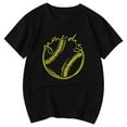 thumbnail image 4 of NINGMENG Hauts et T-Shirts pour Filles, Imprimé Baseball d'Été, Col Rond, Manches Courtes, Chandail Décontracté, Noir, 5-6 Ans, 4 of 4
