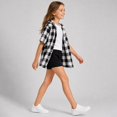 thumbnail image 6 of JAJAHO Girls Flannel Shirt Kids Plaid Hoodie Short Sleeve Button Down Shirts For 4-14 Years, 6 of 7