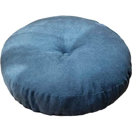

DanceeMangoo Soft Round Floor Pillow Cushion Solid Color Linen Pillows Home Couch Seating Cushion for Room Decor Pouf for Meditation Yoga (Blue M(Cannot unpick and wash))