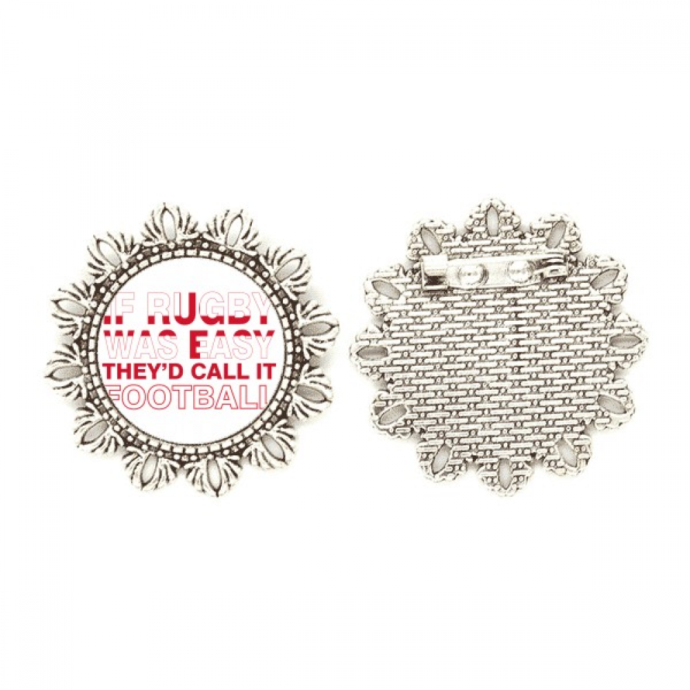 Difference Football Rugby Silver Flower Brooch Hook Pin Breastpin