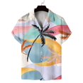 thumbnail image 3 of Camisetas hawaianas con estampado 3D de árboles tropicales, camisetas casuales de manga corta de verano para mujer, ropa 2024, blusas con botones de solapa para uso diario para hombre, 3 of 5