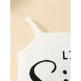 thumbnail image 5 of FEORJGP Kids Toddler Girl Summer Outfits 3M 6M 9M 12M 18M 24M Infant Baby Sleeveless Camisoles Letter Print Square Neck Vests Spaghetti Strap Tank TopCute 3Pcs Clothes Set for Daily Vacation, 5 of 7