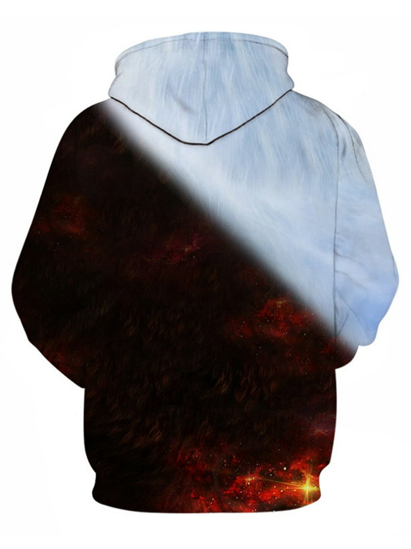 BrilliantMe Unisex 3D Wolf Print Hoodie with Kangaroo Pouch