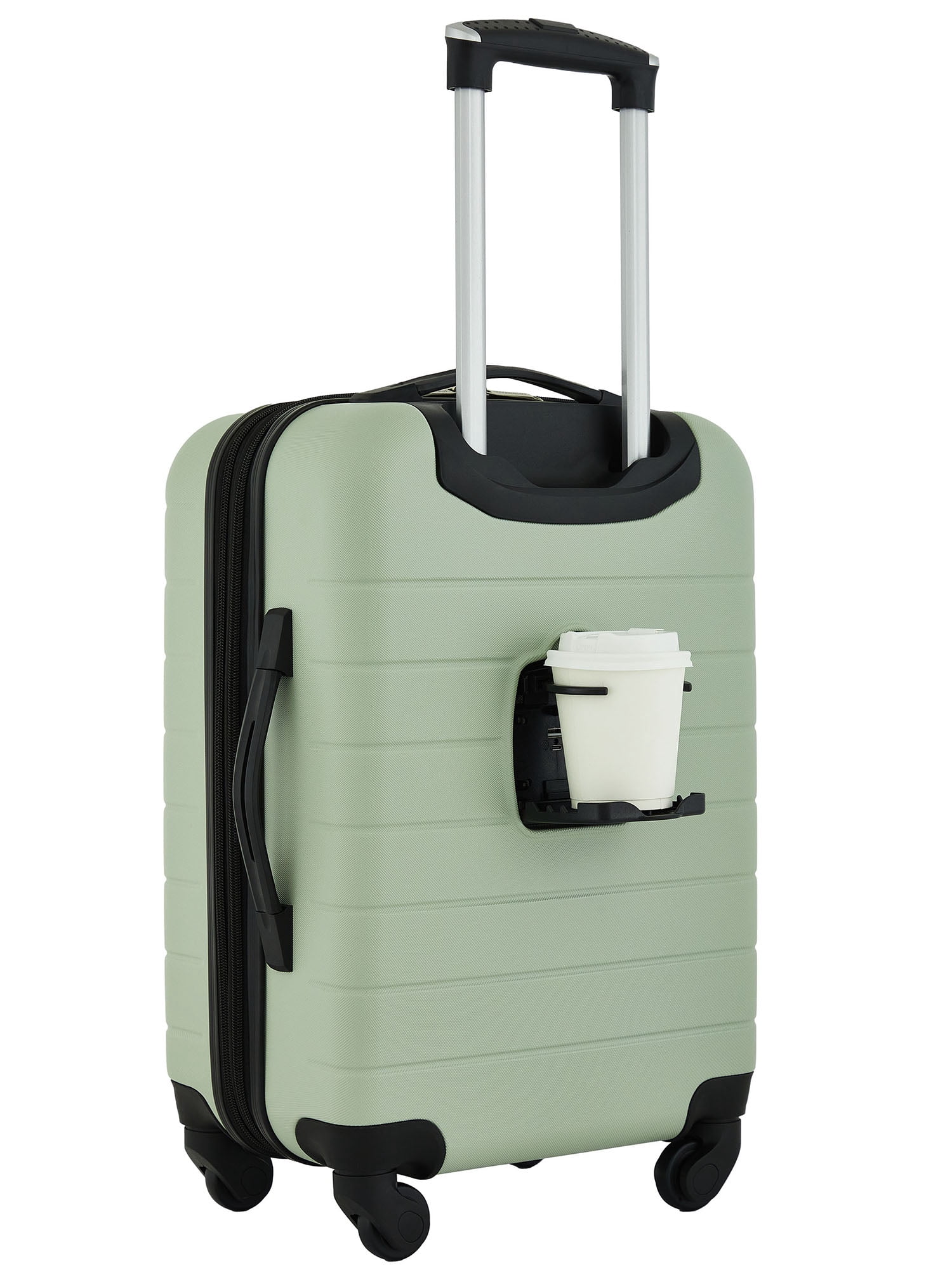 Wrangler 2-Piece Expandable Rolling Hard Side Carry-on Spinner Set with Cup Holder, Desert Sage