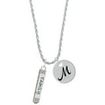 thumbnail image 1 of Delight Jewelry Silvertone Family Bar Silvertone Script Initial Disc - M - Charm Necklace, 20"+3", 1 of 4