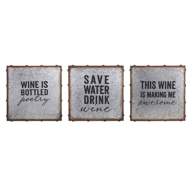 IMAX Corporation Maxwell 3 Piece Galvanized Wine Wall Decor Set