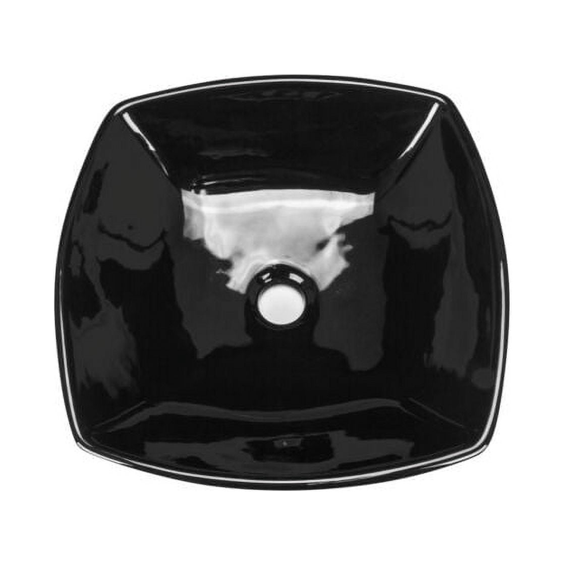 Rok Tulip Square Shaped Vessel Bathroom Sink, Drop-in 16-1/2" x 16-1/2", Black Porcelain