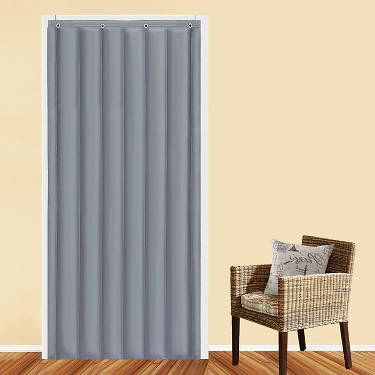 WOVTE Door Curtain Thermal Insulated Curtain Noise Reduction Door Cover  Noise Barrier Soundproof Blanket Heavy Duty Cold Protection Door Screen 72  Sizes Optional, Gray, W80CM*H210CM/31.5X82.7IN 