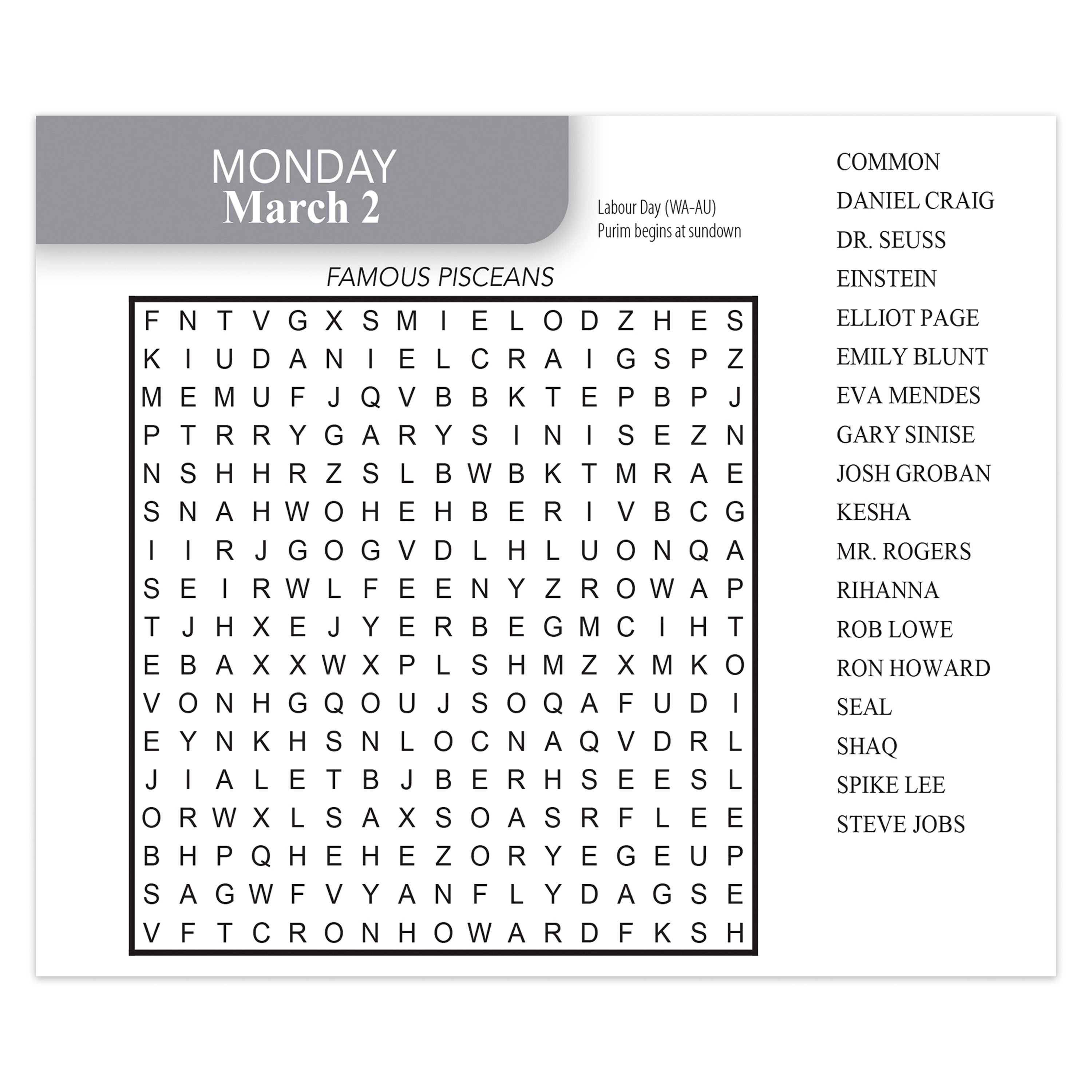 Word Search 2026 Boîte Cal Ink