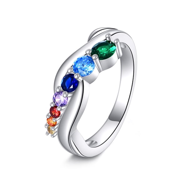 Rainbow Ring 925 Sterling Silver Colorful Pride Ring Rainbow Gemstone Eternity Rings Jewelry Gifts for Women