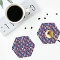 thumbnail image 4 of Lsque flower Skull leaf colorful Pattern 4" Drink Coasters Set of 4, PVC Leather Absorbent Coasters, Table Coaster Set Decorative Coffee Cup Coasters Housewarming Gift -Hexagon, 4 of 6