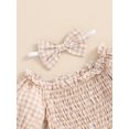 thumbnail image 5 of Bagilaanoe Newborn Baby Girl Summer Rompers Plaid Short Sleeve Off Shoulder Bodysuits + Headband 3M 6M 12M 18M Infant One Piece Jumpsuit, 5 of 7