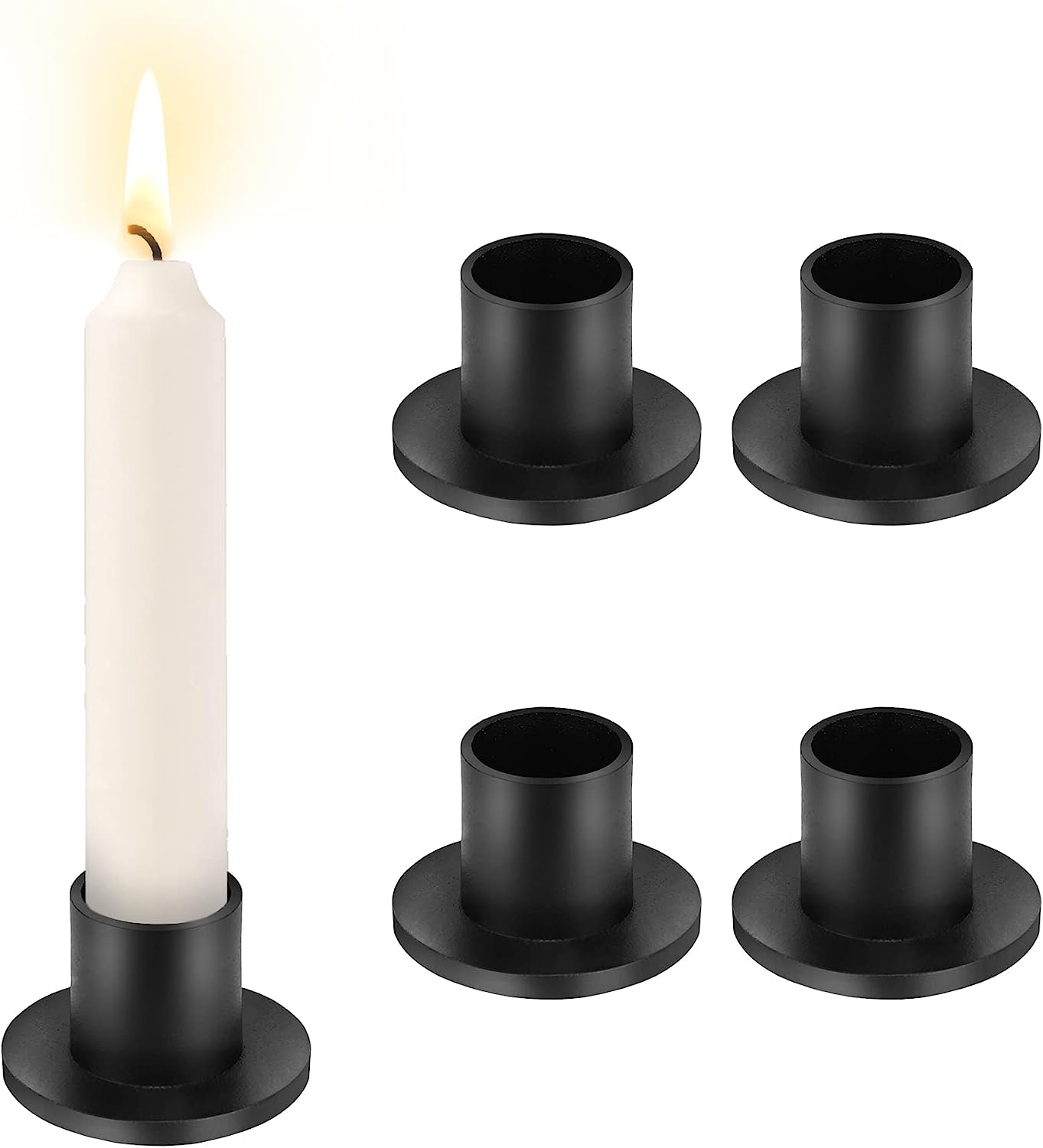 Matte Black Taper Candle Holder, Retro Candlesticks Holders for